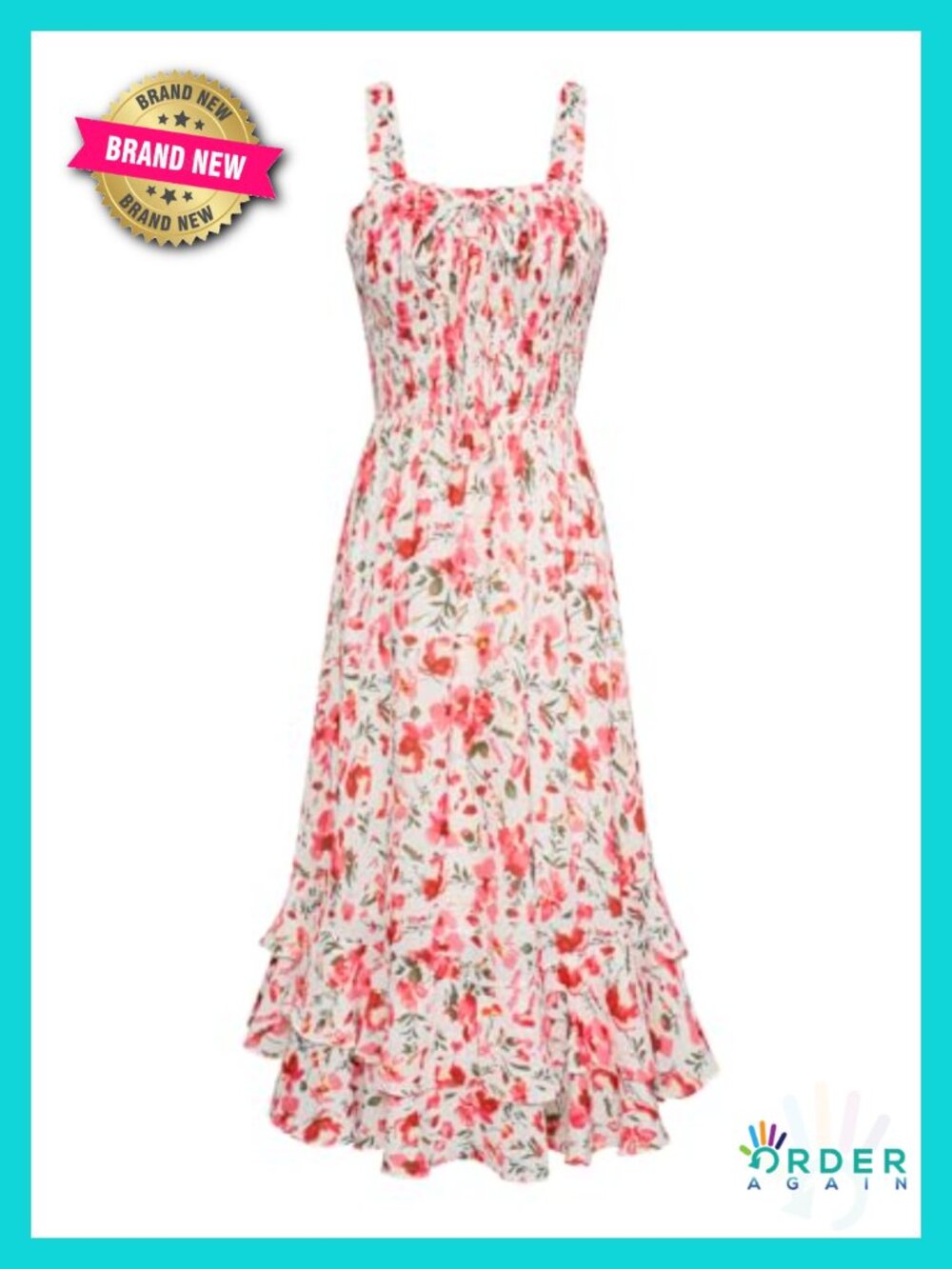 Women's Floral Boho Maxi Dress Smocked Open Back Tiered Ruffle Summer